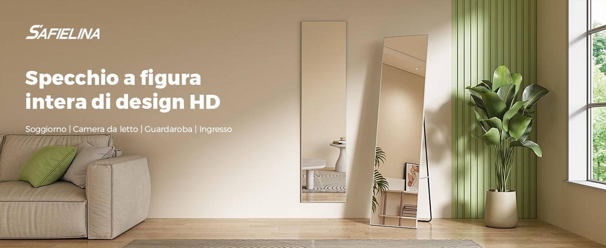 S'AFIELINA Specchio a figura intera Specchio a stelo 160 x 40 cm Cornice in metallo argento Cornice HD Grande specchio a stelo per spogliatoio/camera da letto/soggiorno