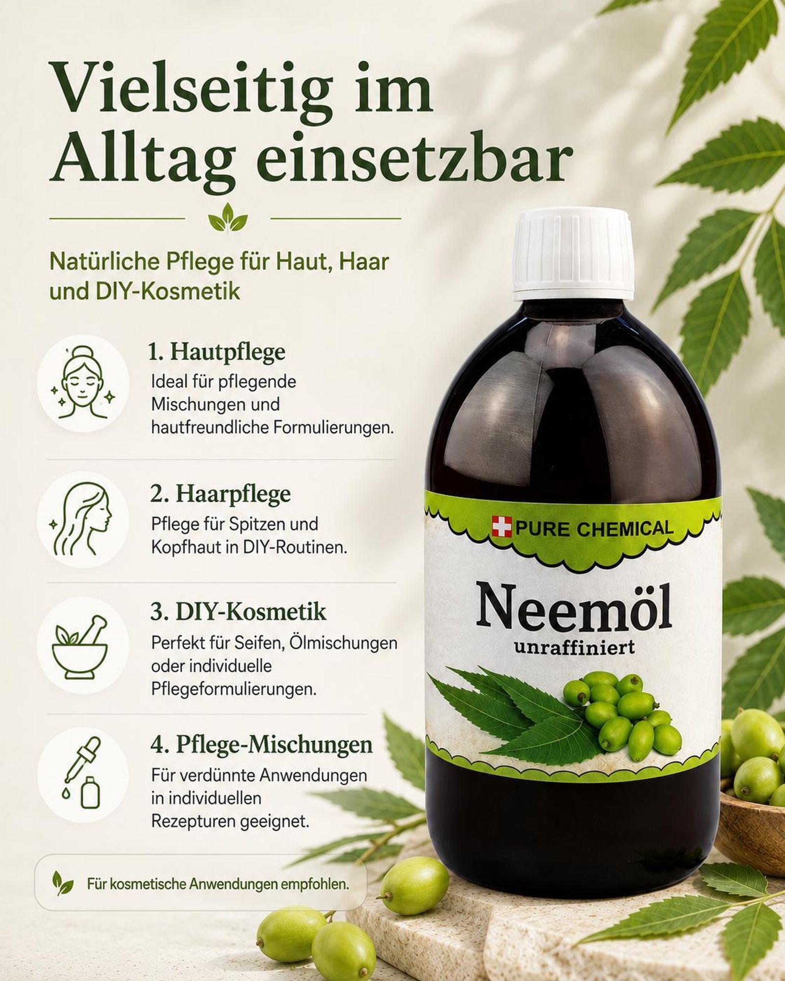 PURE CHEMICAL | Neemöl | unraffiniert | natürlich | kaltgepresst | 1 L