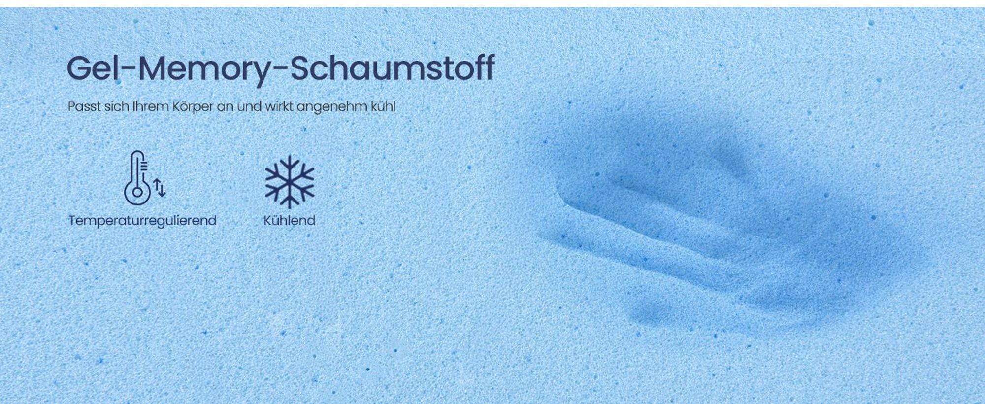 VASAGLE 7-Zonen Taschenfederkernmatratze mit Gel-Memory-Schaum, H3 Mittelfest, 90 x 200 x 25 cm, Blau