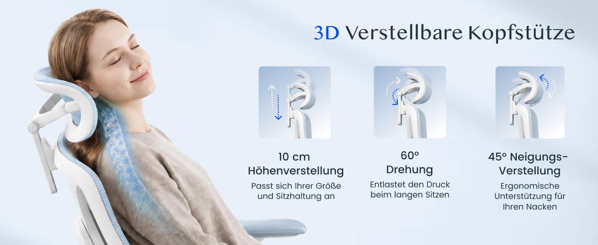 FLEXISPOT ErgoX Ergonomischer Bürostuhl mit Fußstütze, 3D-Armlehnen & Kopfstütze, 5D-verstellbare Rückenlehne, Tragfähigkeit von 136 kg, Blau