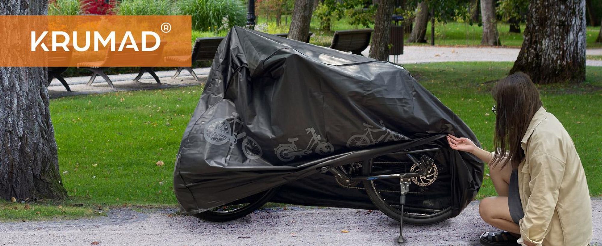 KRUMAD Fahrradgarage für 2 Fahrräder, Fahrradabdeckung wasserdicht, PEVA Schutzhülle 200x100 cm, Fahrradplane für MTB 26-29 Zoll