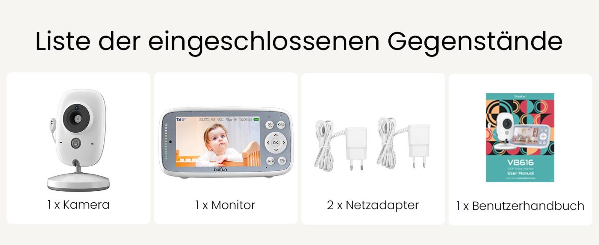 Babyphone mit Kamera 4 Zoll Digital IPS Bildschirm VOX Nachtsicht Temperaturüberwachung Gegensprechfunktion kabellose Videoüberwachung