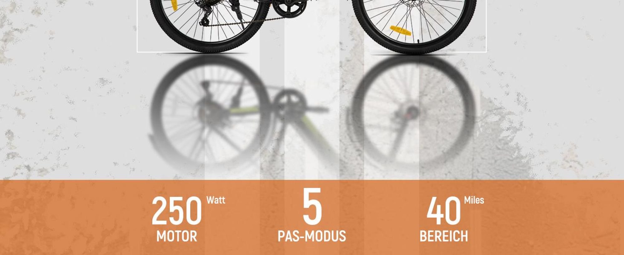 Hiland 26 Zoll-E-Mountainbike, 250W, 7 Gänge, mechanische Scheibenbremse, mit 10,4-Ah-Akku im Rahmen, Schutzblechen und Gepäckträger für Erwachsene
