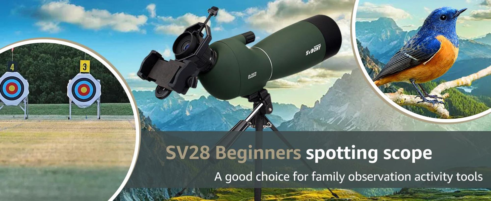 Svbony SV28 Spotting Scope 25-75x70 Uhlový okulár Vodotesný BAK4 hranolový monokulár so statívom Adaptér pre mobilný telefón Puzdro na prenášanie Spotovacie ďalekohľady pre športovú streľbu Pozorovanie vtákov