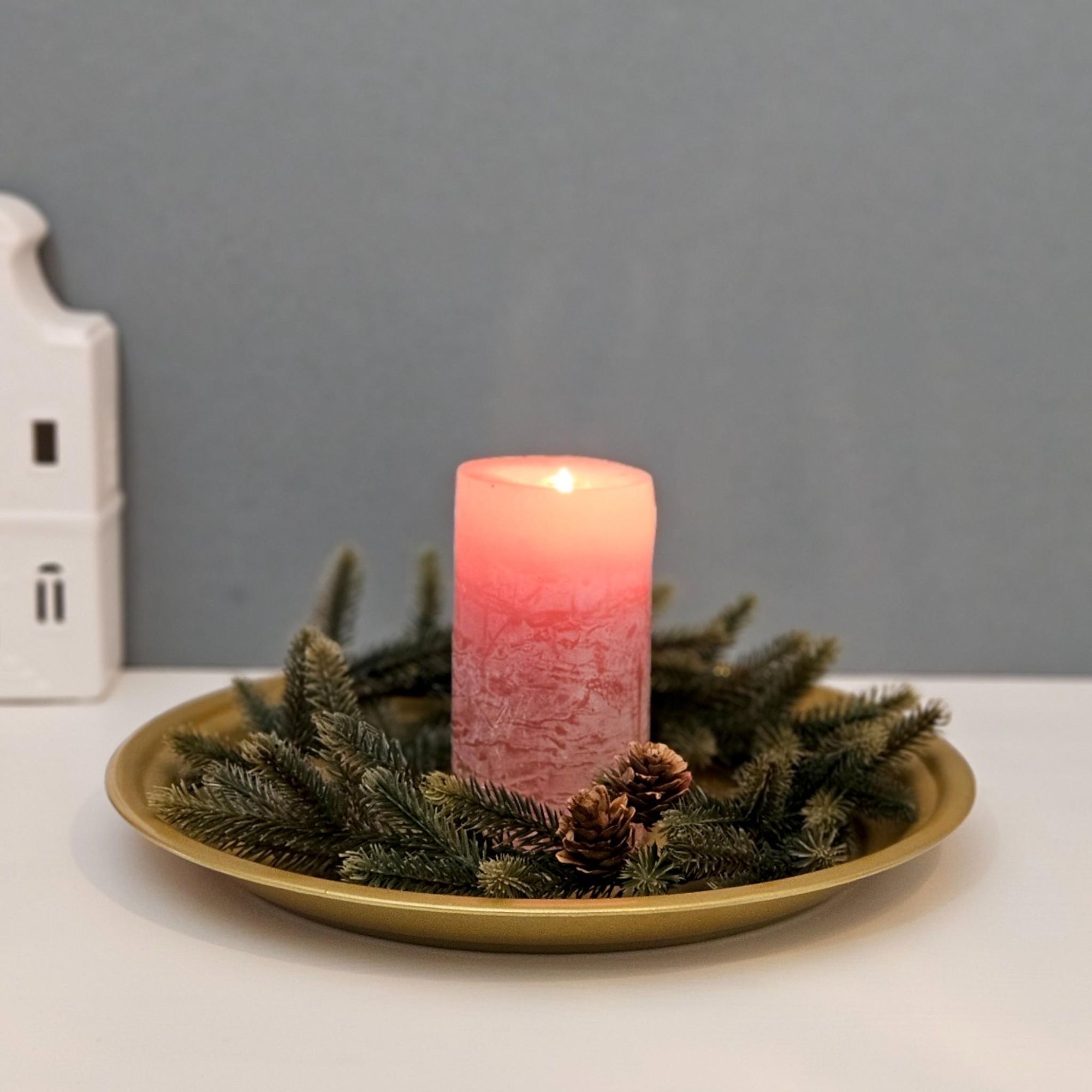 Metallteller Dekoteller rund Gold 30 cm Kerzenteller Kerzentablett Adventsteller Weihnachten