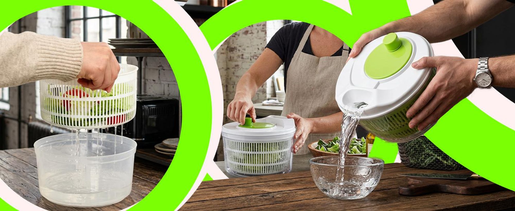 Salatschleuder 2,5L mit Kurbelantrieb, Sieb, Spülmaschinengeeignet, perfekt für Fresh Salat & Gemüse, Weiß Grün – Retoo