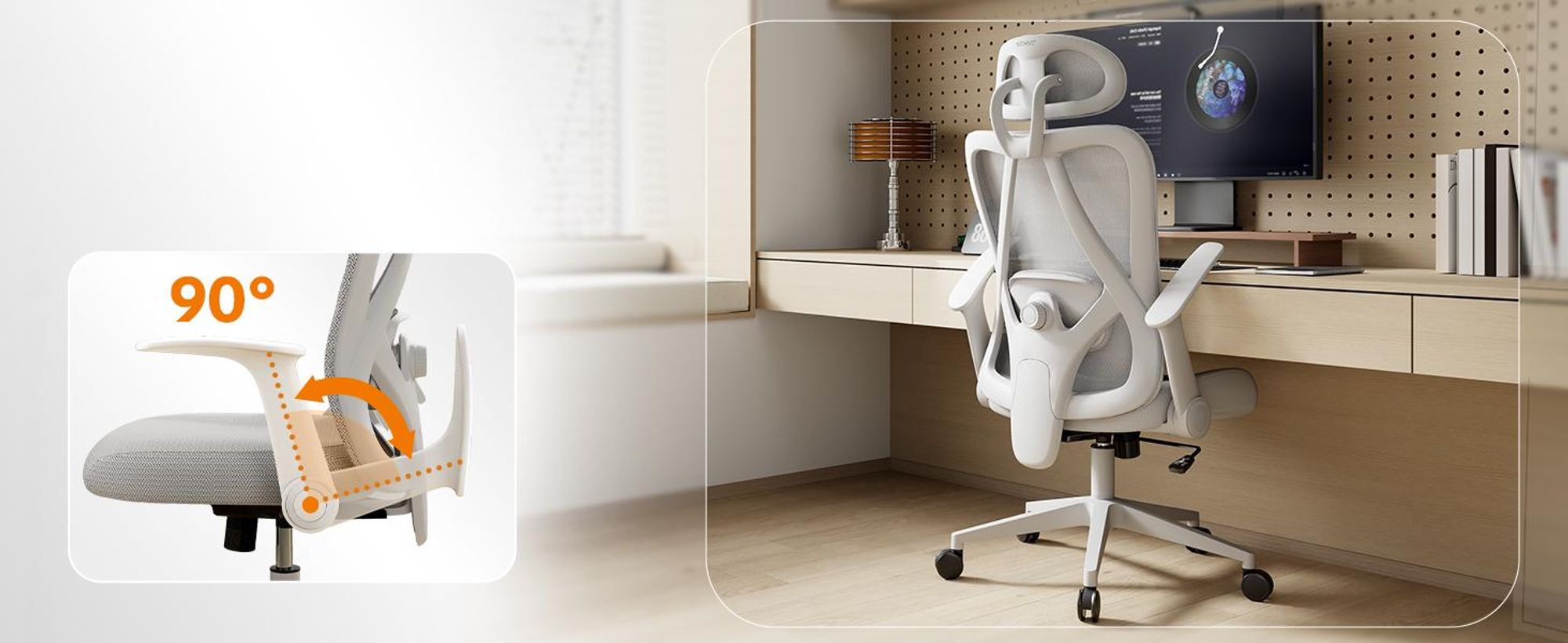 SENSE7 Noxo Ergonomická kancelárska stolička Stolička k písacímu stolu Šedá Sklopné podrúčky Opierka hlavy Sieťované operadlo Riaditeľská stolička Funkcia hojdania Domáca kancelária Nosnosť 150 kg