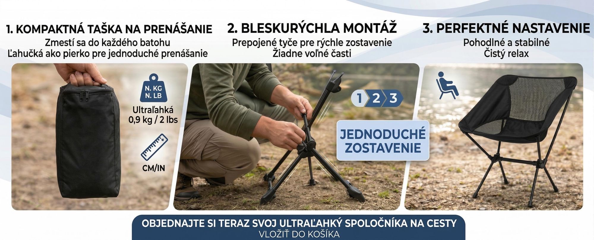 55×62×30 cm skladací kempingový stolička, ultralahká vonkajšia skladacie stolička, plážová stolička s taškou na prenášanie – PACKSEAT