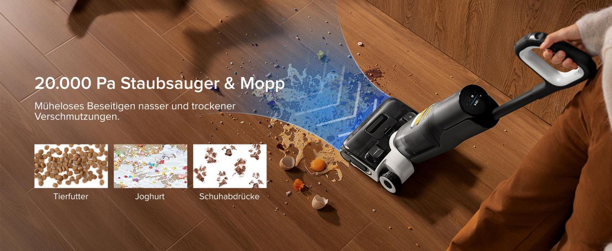 Roborock F25 XT Nass-Trockensauger, 20.000 Pa mit Zero Tangle, 90°C Heißluft-Schnelltrocknung, 180° Flachliegen