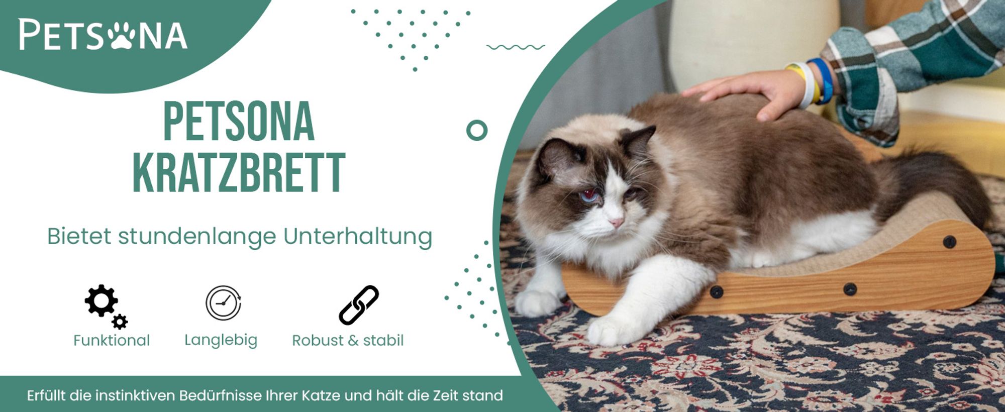 Petsona Kratzbrett Für Katzen Natürlicher Katzenkratzer Spielplatz Kratzpappe & Kratzteppich Für Katze Katzenspielzeug Selbstbeschäftigung, Natürlich