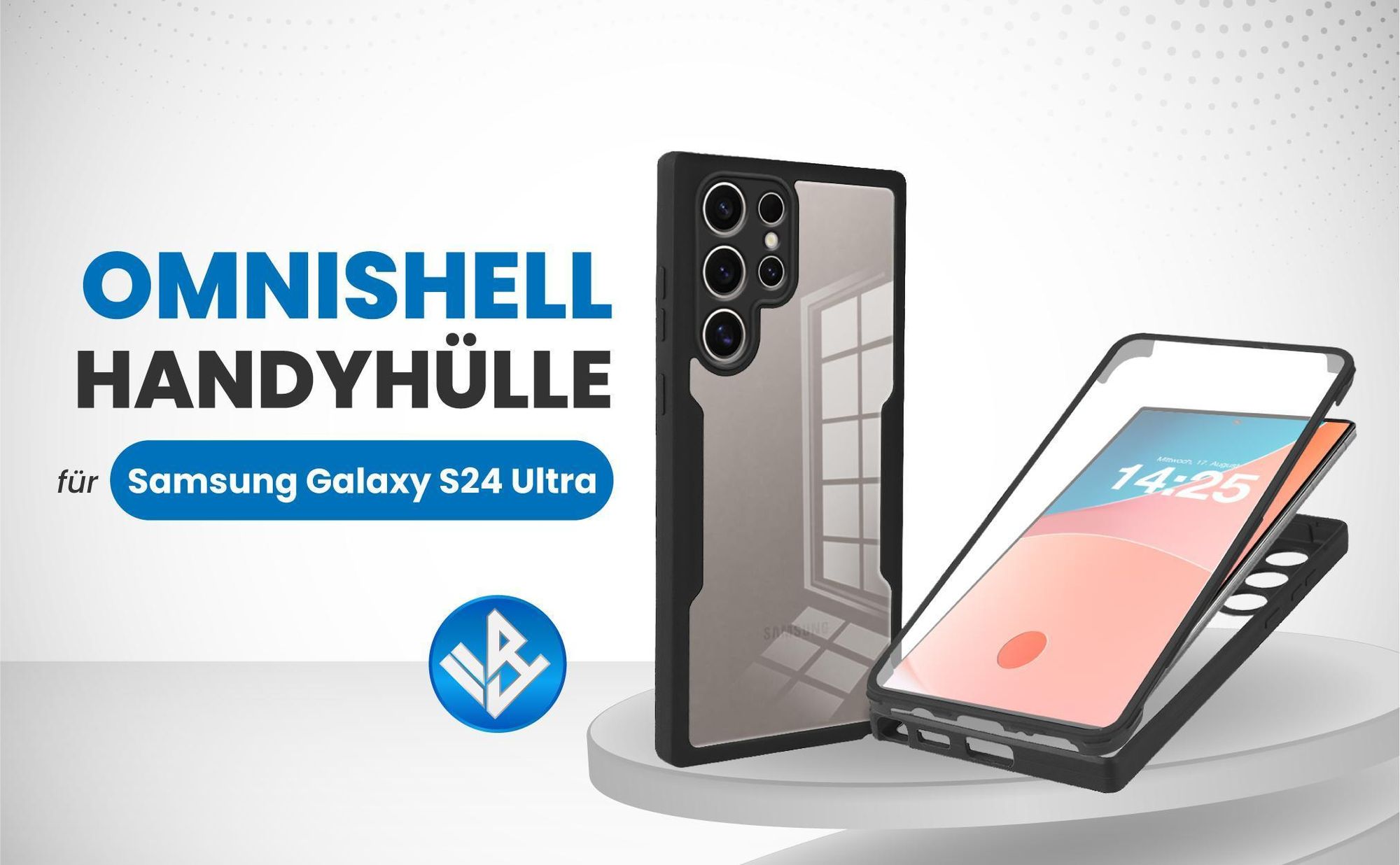 Schwarze 360 Grad Hülle für Samsung Galaxy S24 Ultra mit Kameraschutz