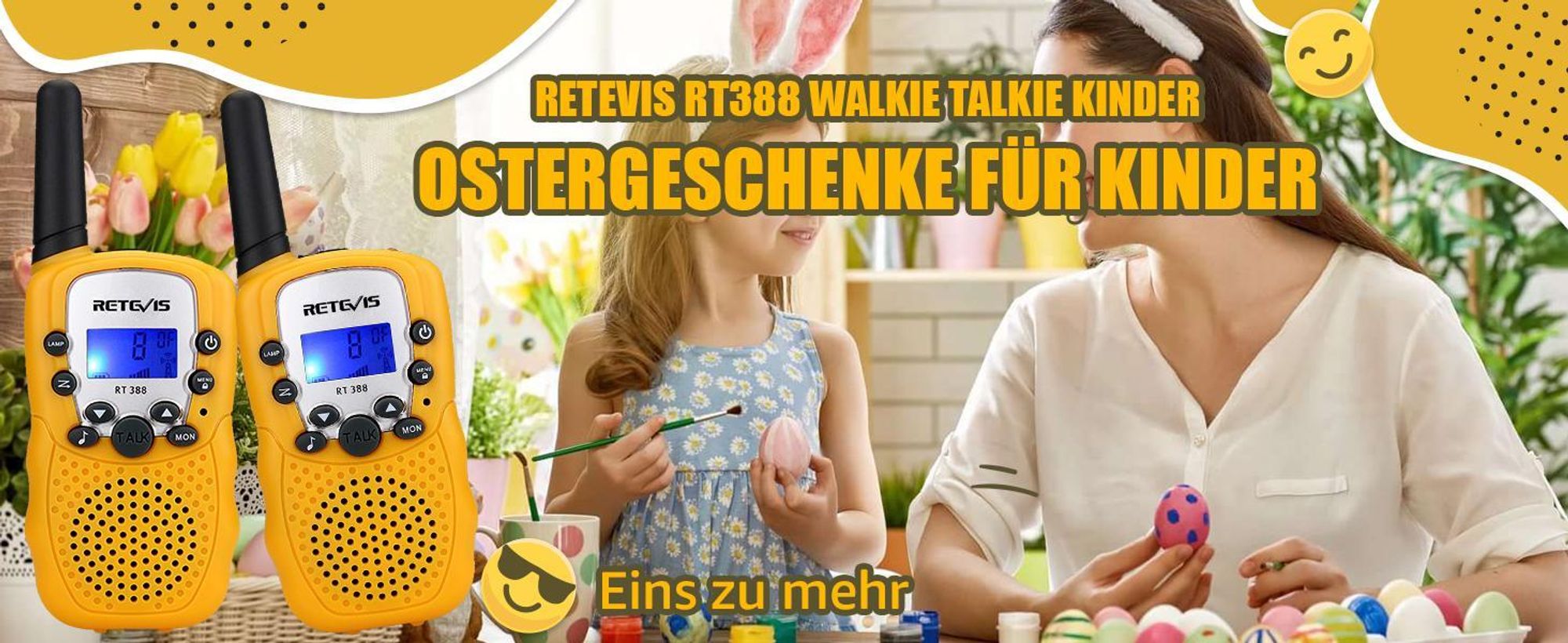 Retevis RT388 Walkie Talkie Kinder, Spielzeug ab 4-12 Jahre, Funkgeräte mit Taschenlampe VOX, Weihnachtsgeschenke für Jungen und Mädchen