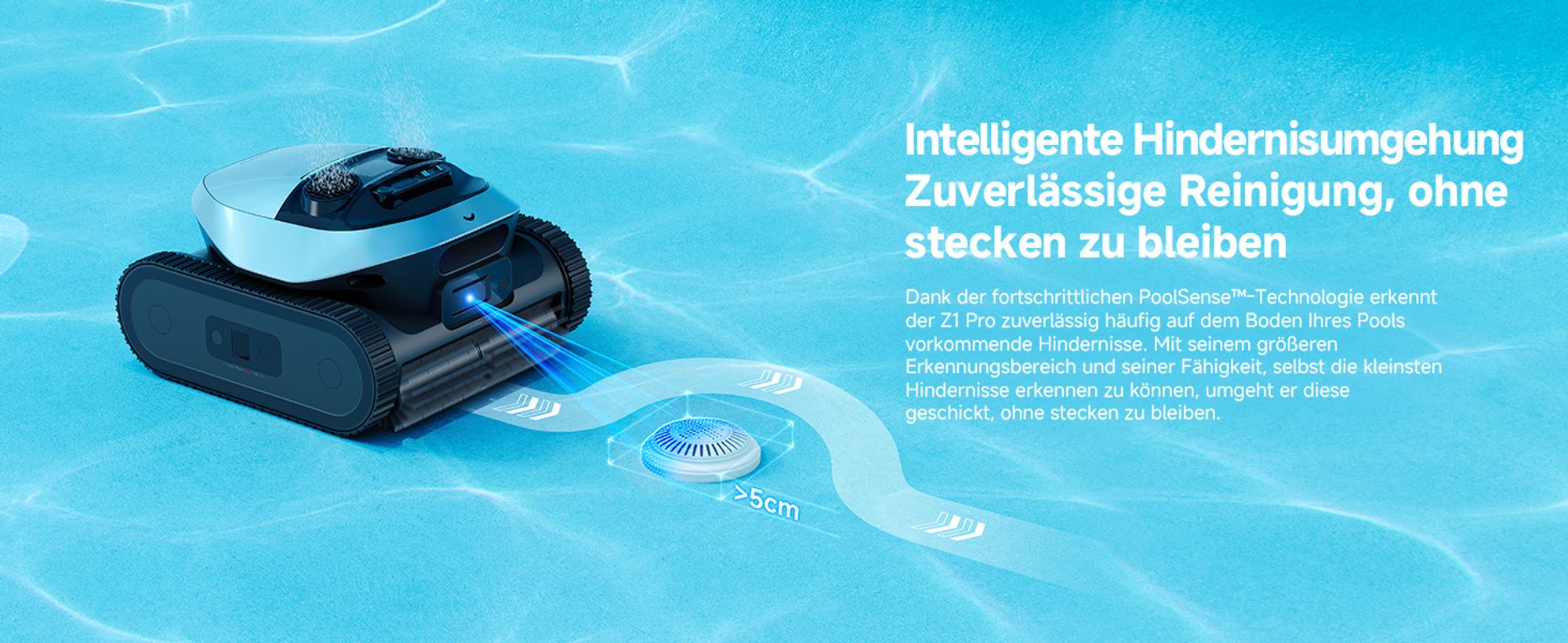 DREAME Poolroboter Z1 Pro, Hightech-Poolerkennung & Pfadplanung, hohe Saugleistung, Poolboden, Wand- & Wasserstandslinienreinigung, für Pools bis 200