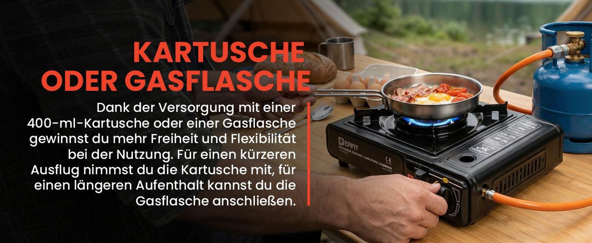 Schwarzer Campinkocher Gaskocher für Gaskartuschen Gasflasche Outdoor