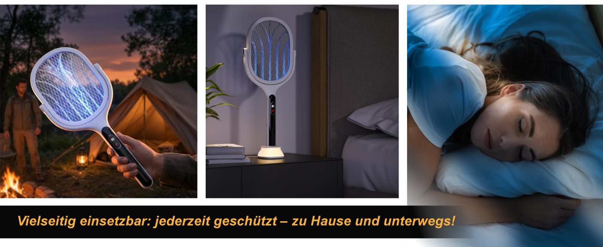 Brandson Fliegenklatsche elektrisch, Akku, USB-C, Insektenklatsche mit UV-Falle, Insektenvernichter, 2700 V Hochspannung, AUTO-Modus, Akku-Display, rotierendes Kopfdesign
