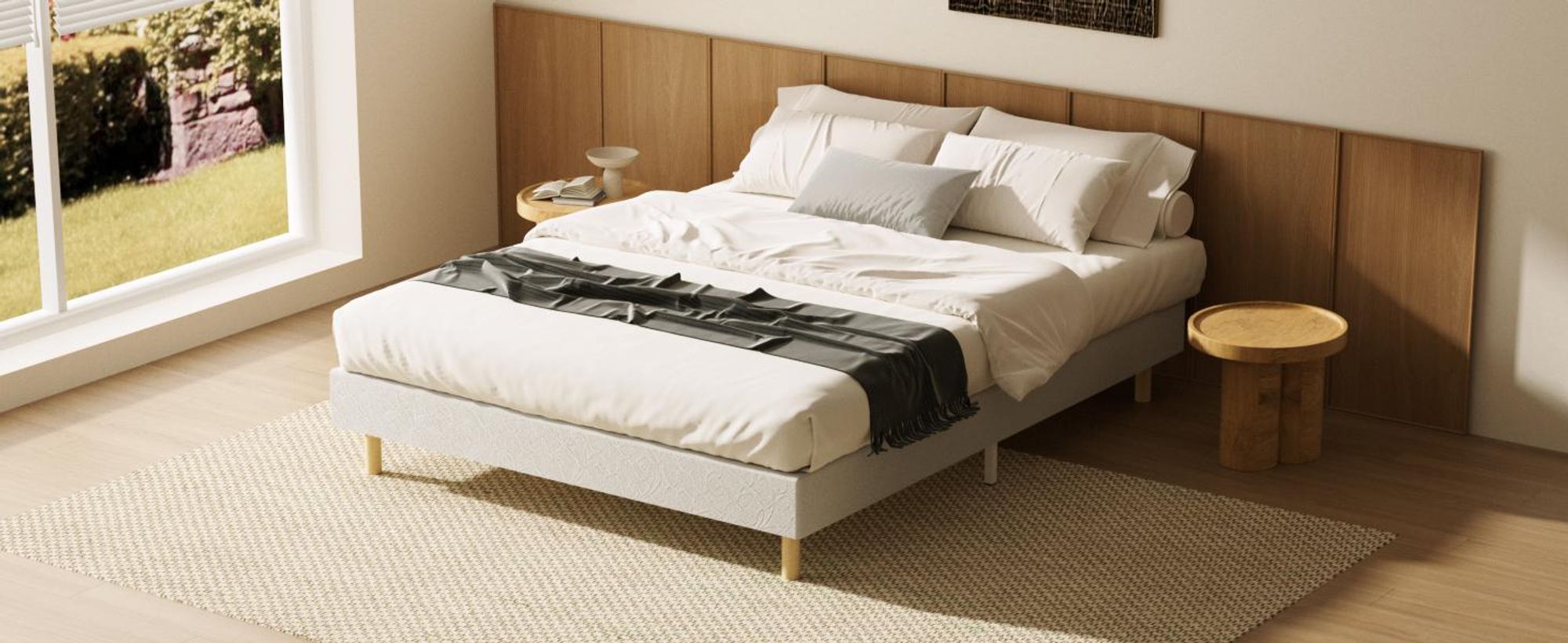 DEWINNER Bed base 160 x 200 cm | 2 x 14 slats with 9 feet | Bed frame height 29 cm | Bed 160 x 200 cm with bed base | Double Bed for Bedroom, Home
