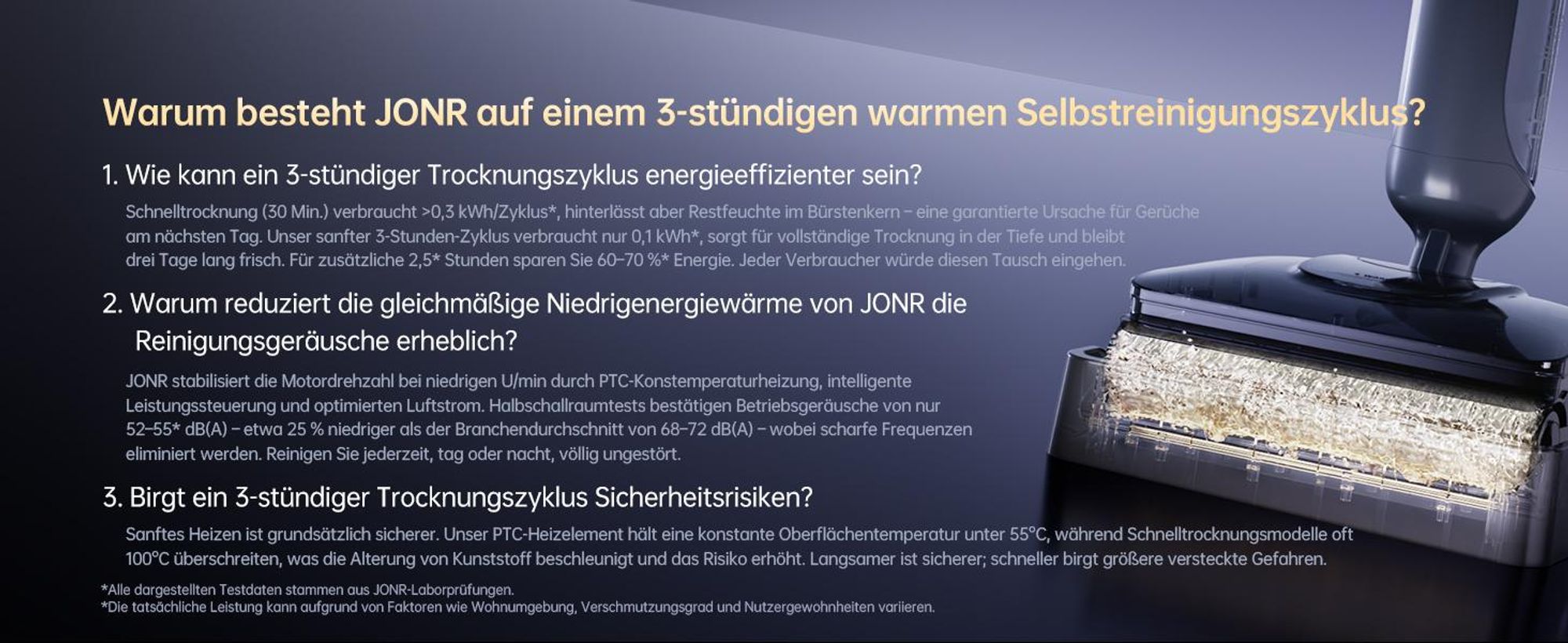 JONR 20000 Pa H2 PRO Nass-Trockensauger, Innovatives Geruchsfreies Design, Heißwasser-Reinigung,1500ml Extra großer Wassertank mit 180° Flachliegend