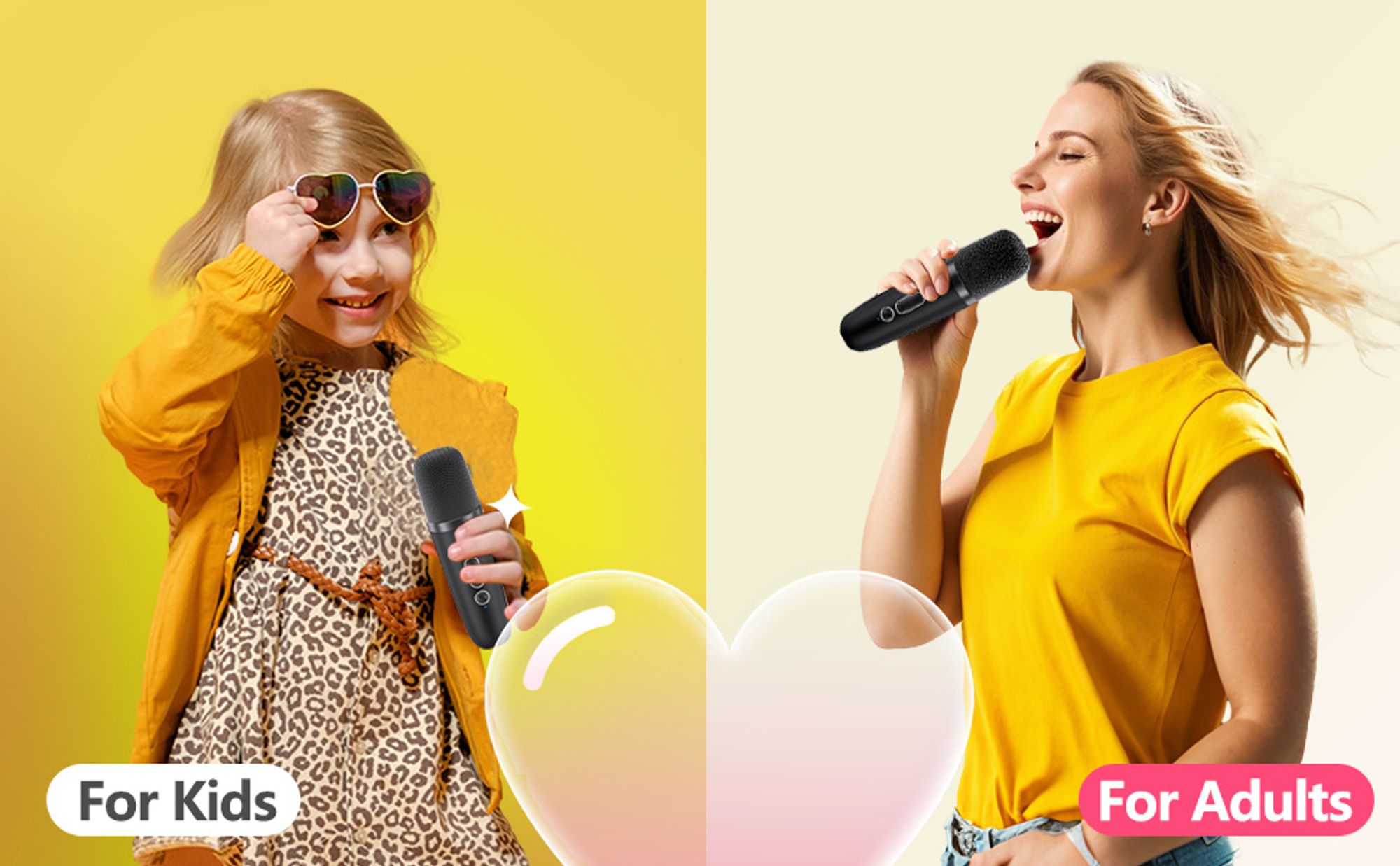 Karaoke Maschine Kinder mit 2 Mikrofonen kabellos, Bluetooth Mikrofon Kinder mit Stimmveränderung, Geburtstags Jungen 4–12 Jahre