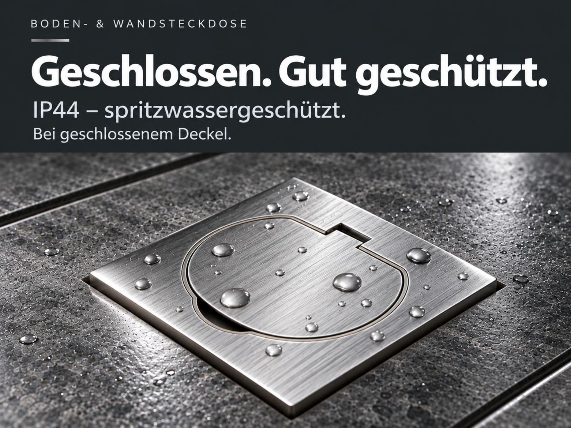 Metall Einbausteckdose I Bodensteckdose IP44 I silber