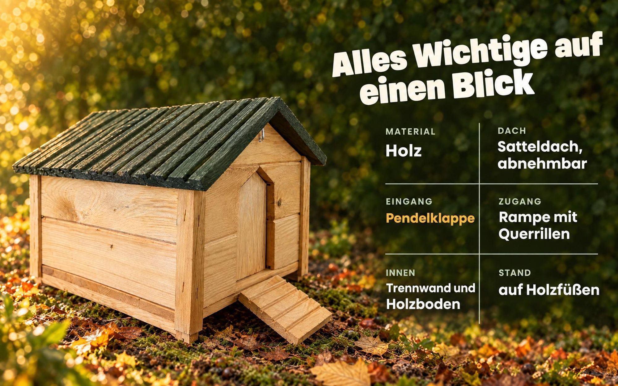 zooprinz Igelhaus Milo aus Holz mit Pendelklappe, Rampe und abnehmbarem Dach