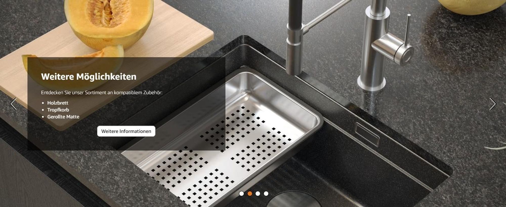 QUADRON Spülbecken 1-Becken Spüle | Größe: 59,5 x 45,1 x 21,5 cm | LOGAN 100 | Küchenspüle Granitspüle aus GraniteQ mit Siphon | Beige + Gold