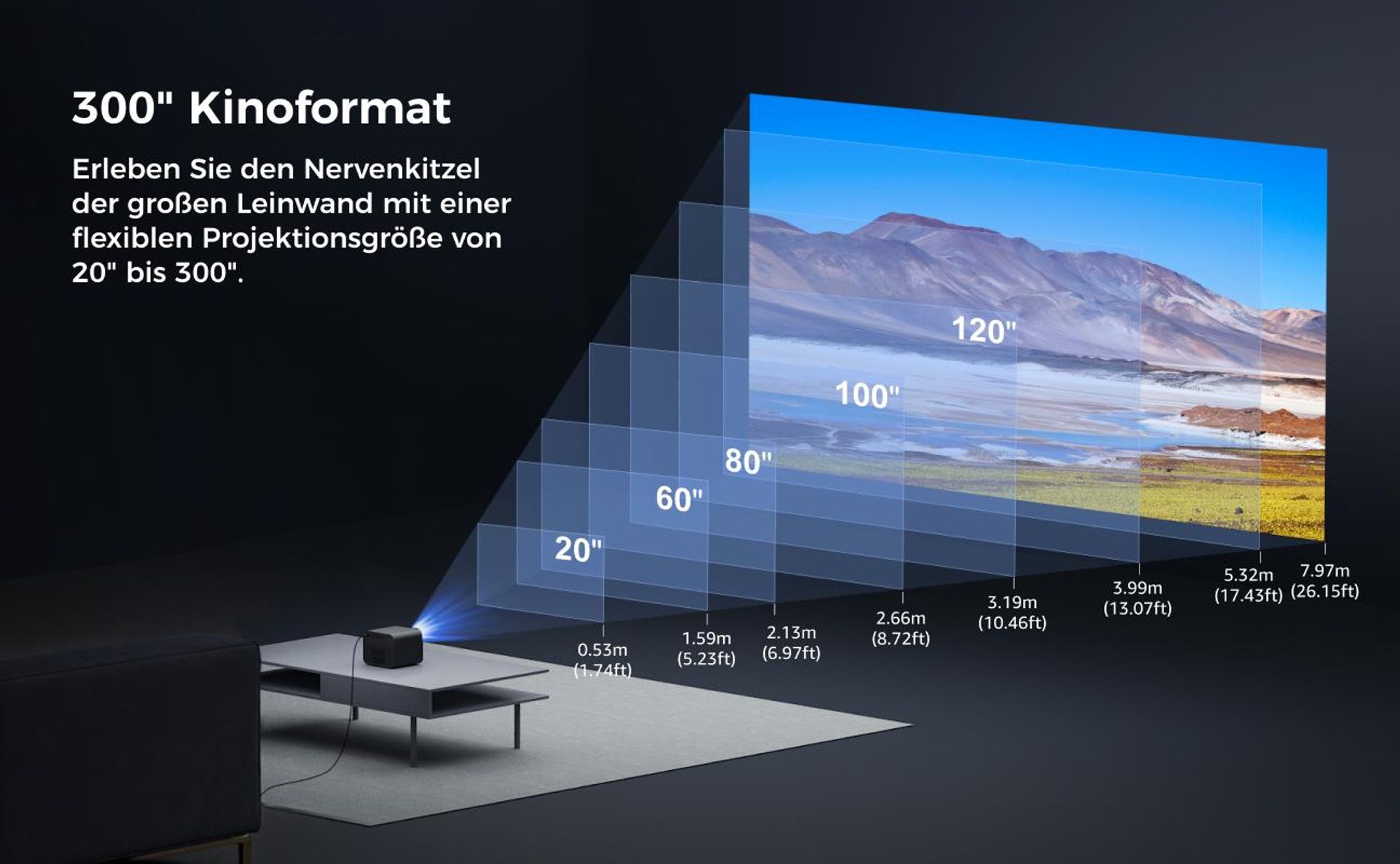 Ultimea Beamer 4k, Poseidon E100 DLP Projektor, 1800 ANSI-Lumen mit Google TV