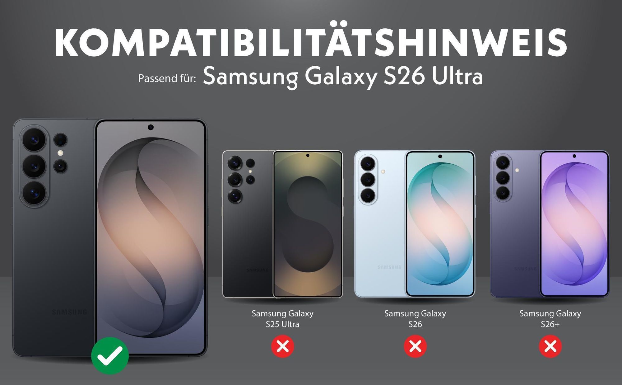 Kompatibilitätshinweise Linsenprotektoren für Samsung Galaxy S26 Ultra