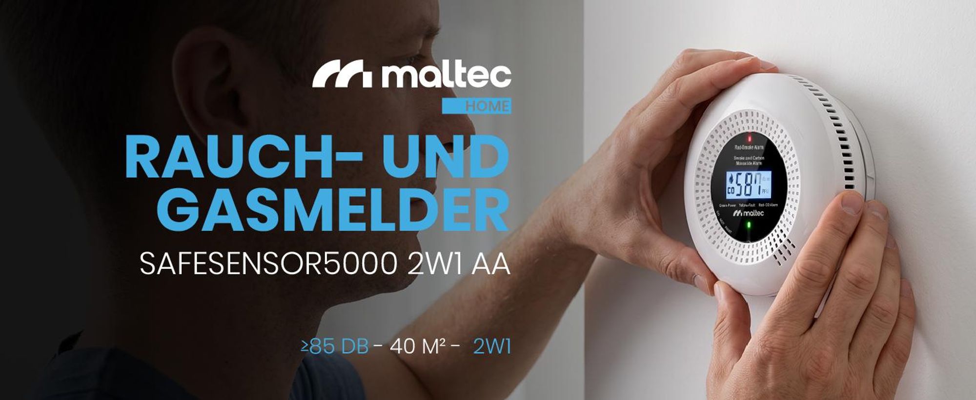 Rauchmelder Kohlenmonoxidmelder CO mit LCD Kohlenmonoxid- & Rauchsensor 85 dB