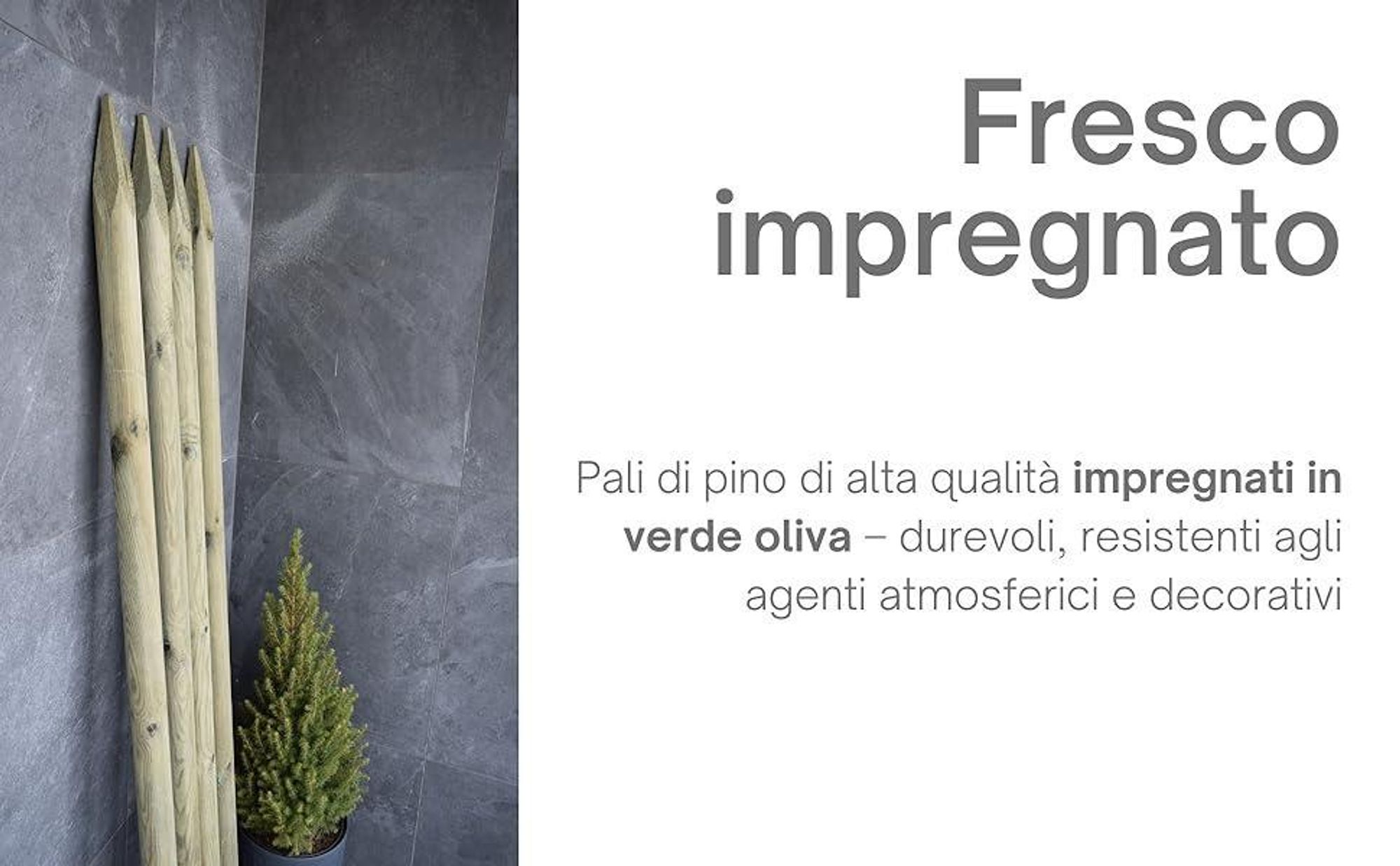 TIMBERMIK ø 8cm 4-Pack Paletti di Legno a Punta Lunghezza: 80 cm Recinzione Tondo Staccionata Pino Torniti Giardino Impregnato Verde oliva