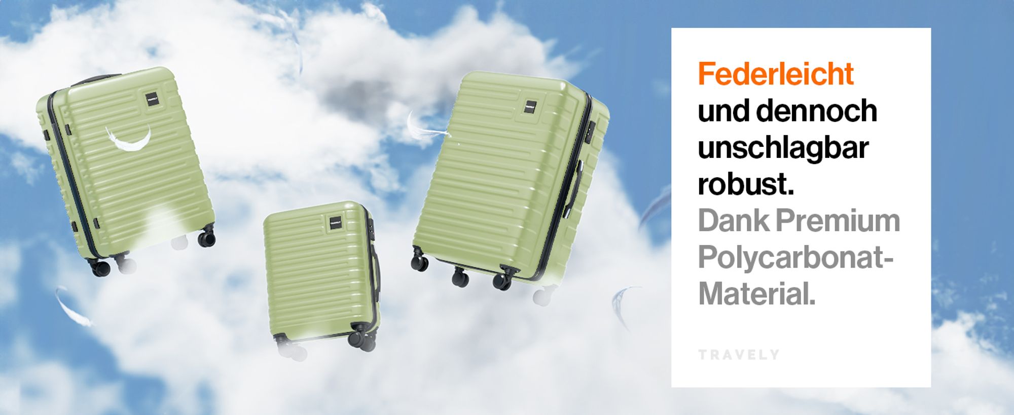TRAVELY Premium Koffer Set: 77cm, 67cm & 55cm Handgepäck Koffer in einem Set, sehr robuste Reisekoffer mit sanften Rollen & TSA Schloss, Reisekoffer, Koffer & Trolleys