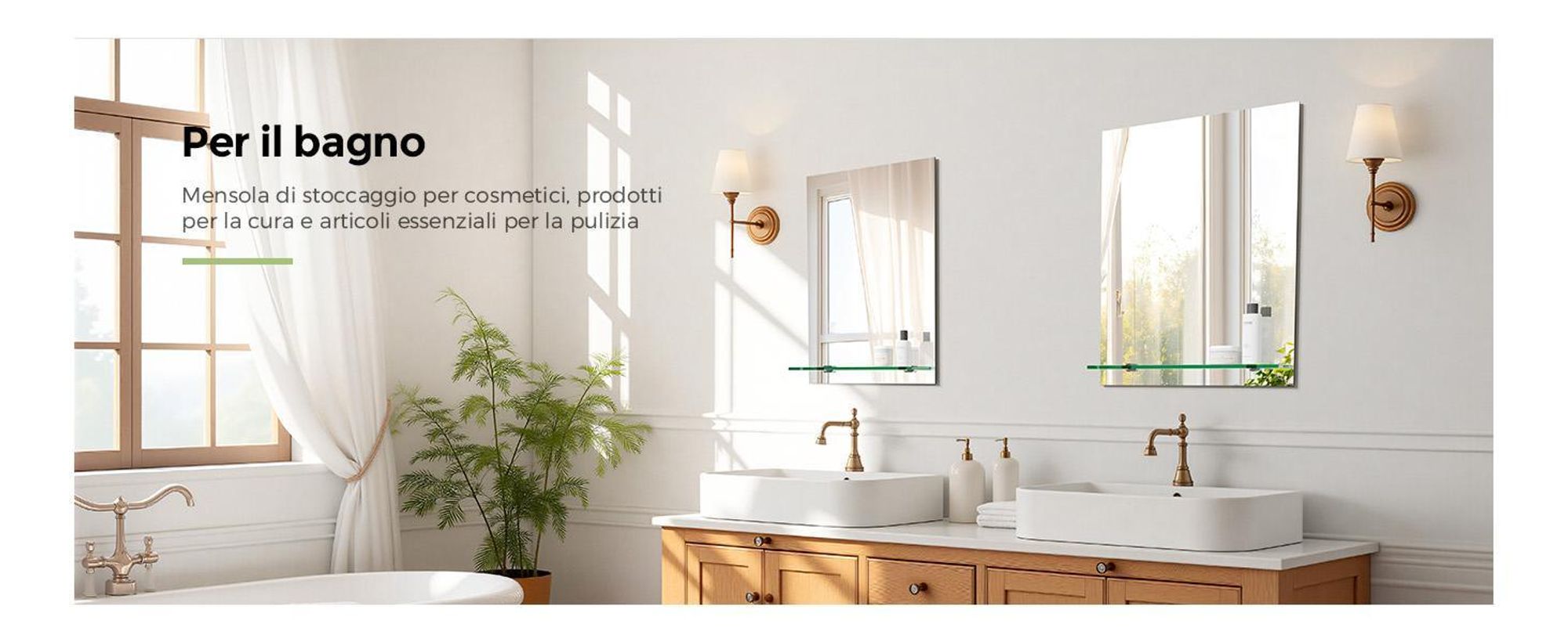 S'AFIELINA Specchio da bagno con mensola 60 × 80 × 1,0 cm (A × L × P) Specchio con mensola Specchio da parete per bagno con scaffale
