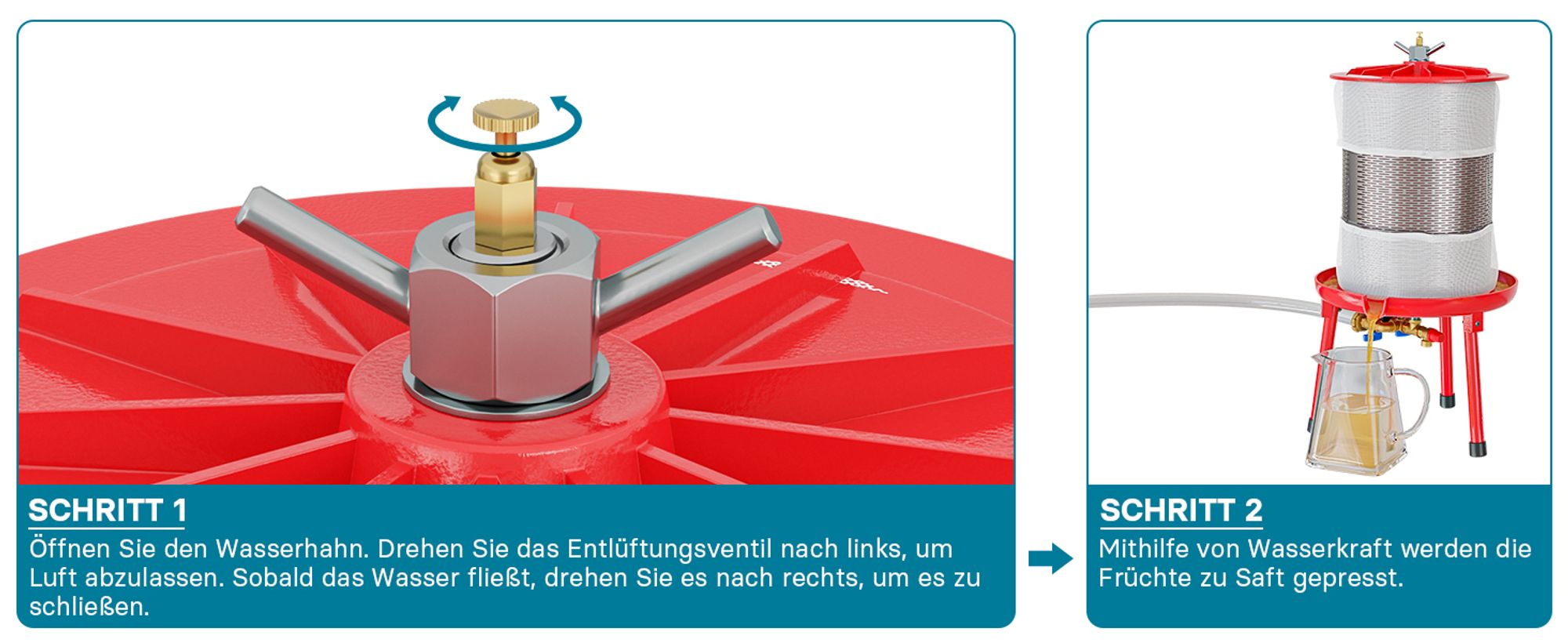Edelstahl Hydropresse mit 40 Liter Korbinhalt, Wasserdruckpresse mit 3 bar zum Pressen von Obst