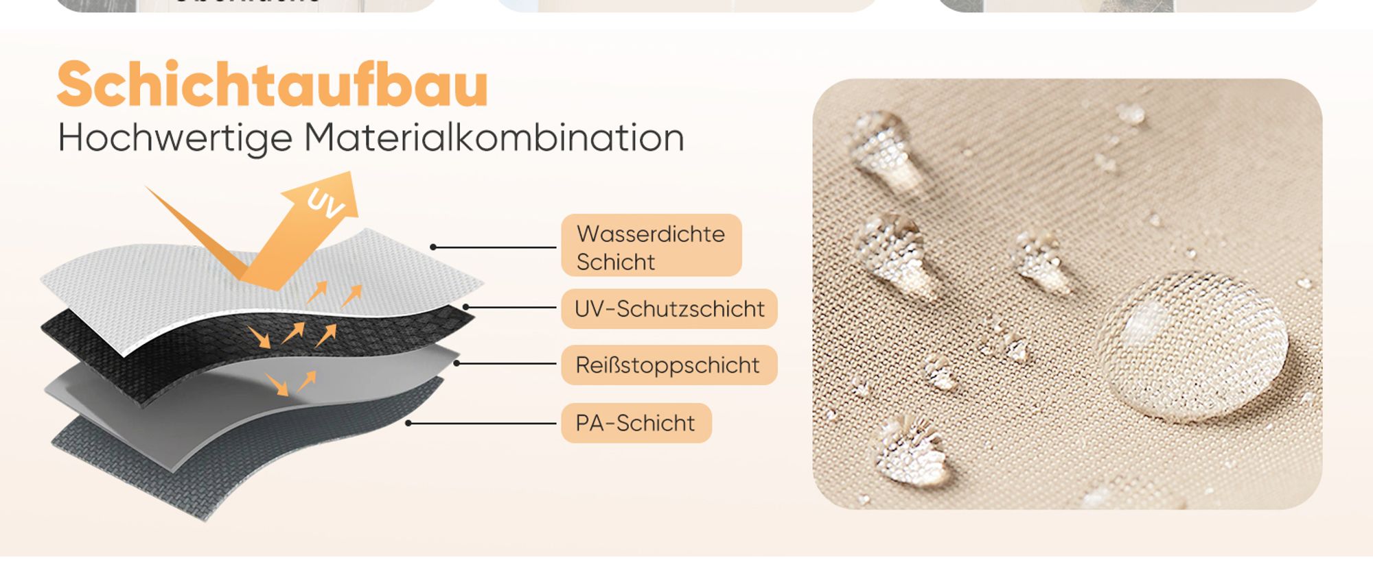 Sekey 2 Seitenteile für 3x3 /3x6m/3x9m pavillon mit Reißverschluss und Fenster, Taupe
