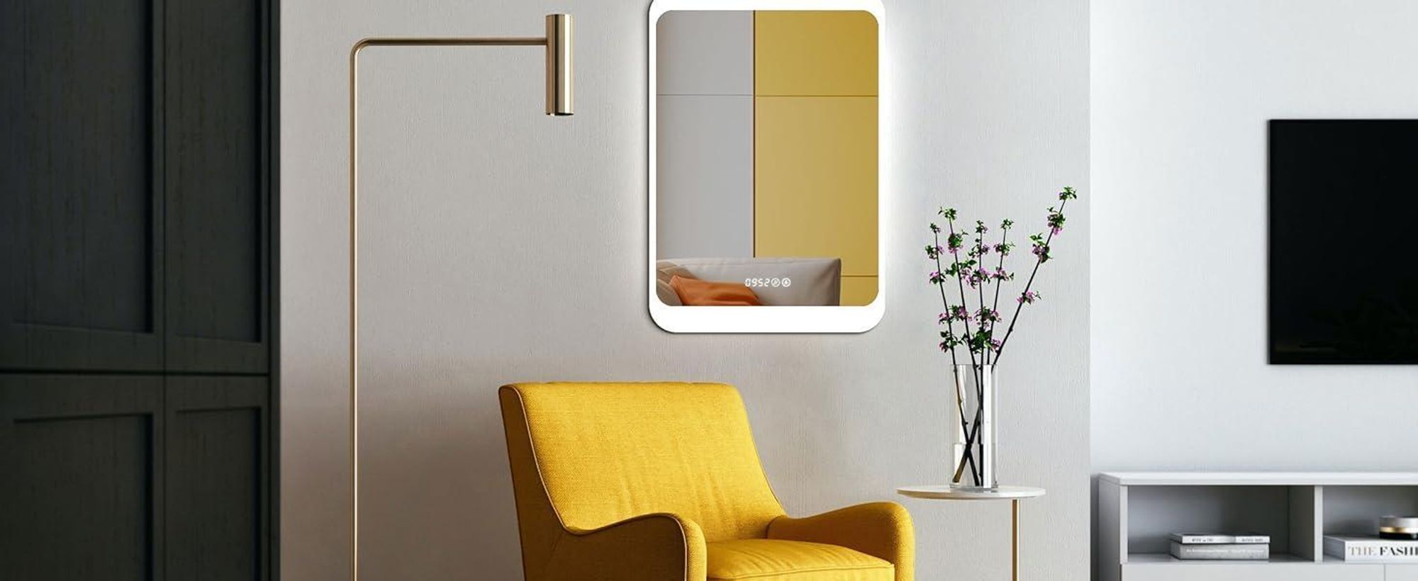 HOKO miroir mural LED 50x70 cm - Miroir de salle de bain moderne avec éclairage & horloge digitale