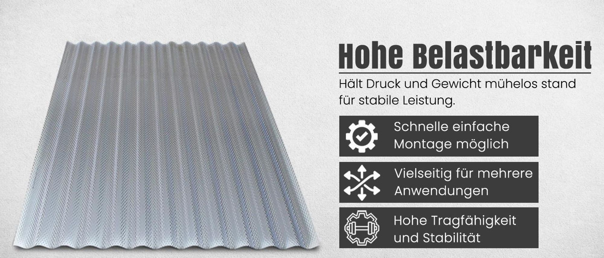 LP Projekt Wellplatten Wabenstruktur, Polycarbonat (PC), Wabenstruktur, transparent, 2,6 mm Stärke, Wellenform 76/18, 104,5 x 250 cm, 5er-Set