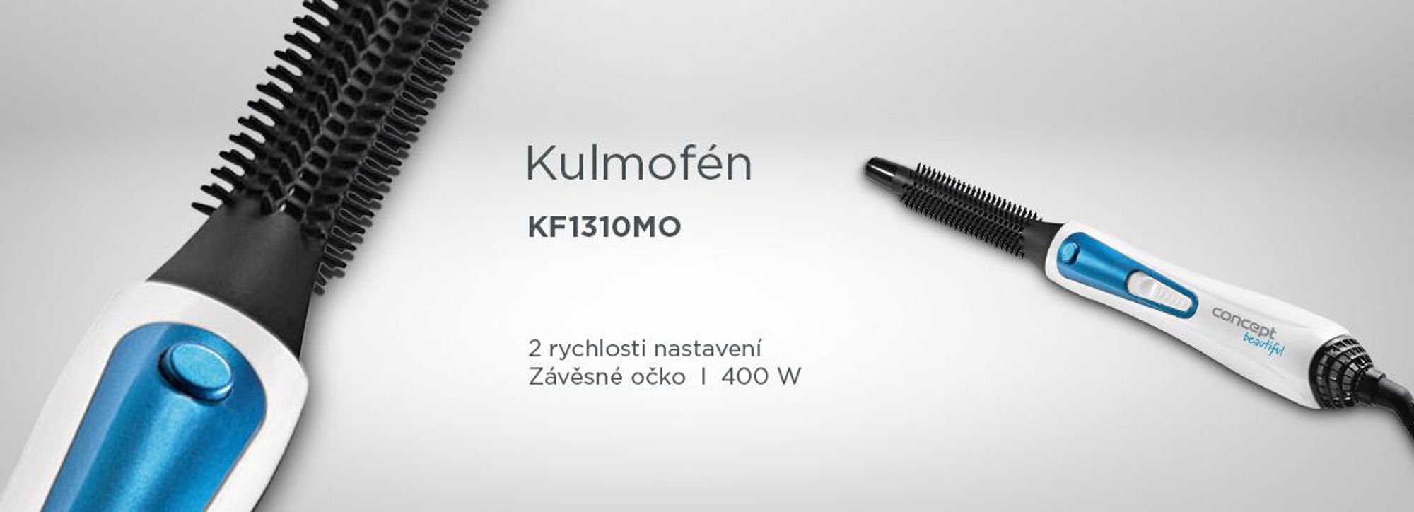 Concept KF-1310, Kartáč na horký vzduch, Modrá, Bílá, Poutko k zavěšení, 0,19 m, 400 W, 230 V