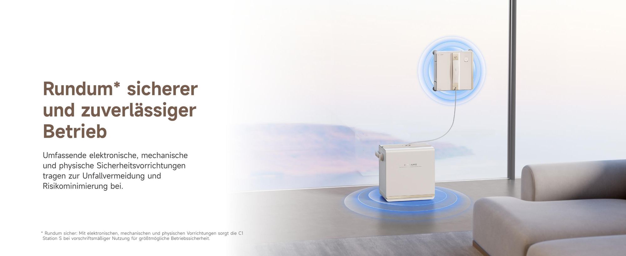 Dreame C1 Station S Kit Fensterputzroboter,Stabil und sicher,Nass-und Trockenreinigung,Dual-Spray,Intelligente Navigation,mobile Station,App,Creme
