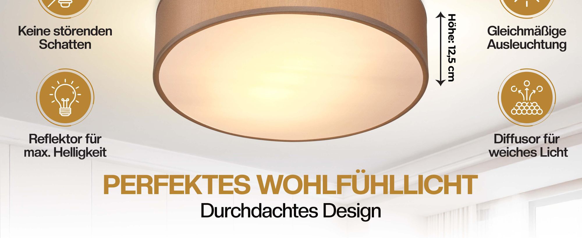 MONZANA Deckenlampe Stoff Wohnzimmer