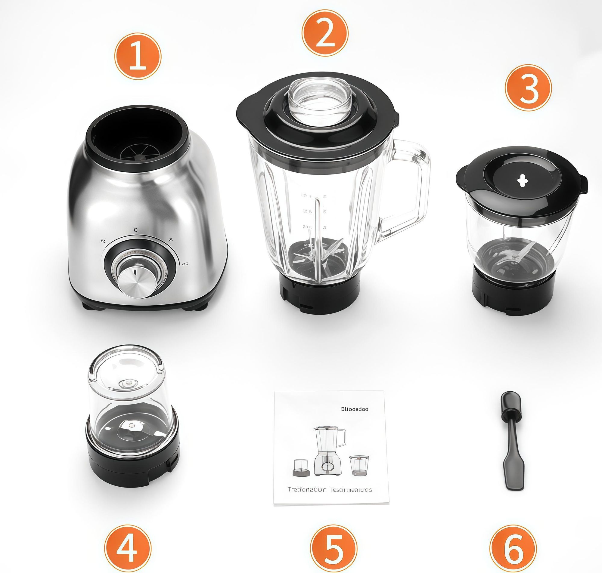 Multifunktionale Küchenmaschine 3-in-1 Standmixer, 1200ML Hochwertiger Glasbehälter, 1200W, Edelstahlklingen, mit Pulsfunktion