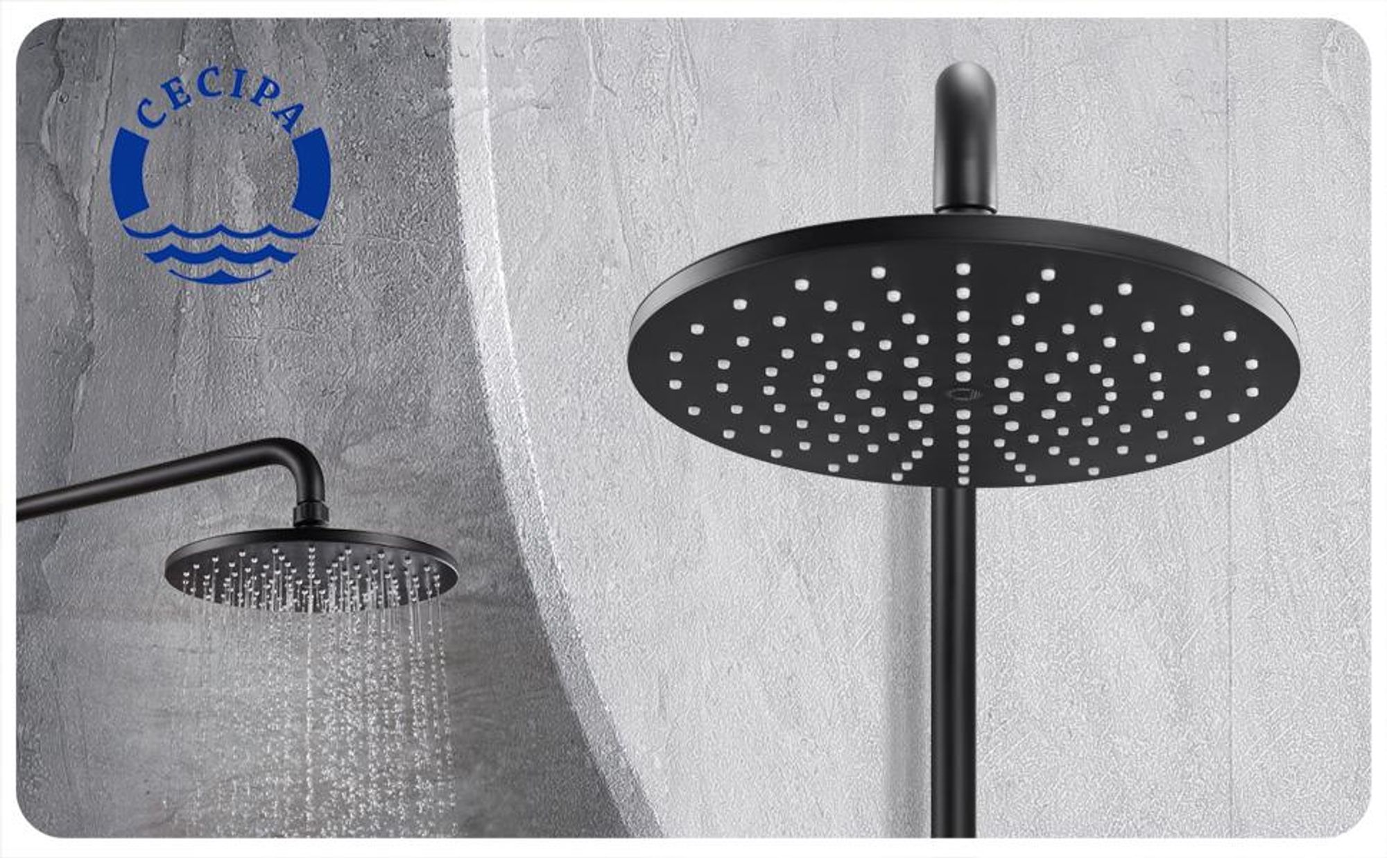 CECIPA Duschset Schwarz Duschsystem Regenduschset ohne Armatur,mit 22cm Kopfbrause Rund und 3 Modus Duschkopf Handbrause,Höhenverstellbar Duschstange Regendusche für Badzimmer