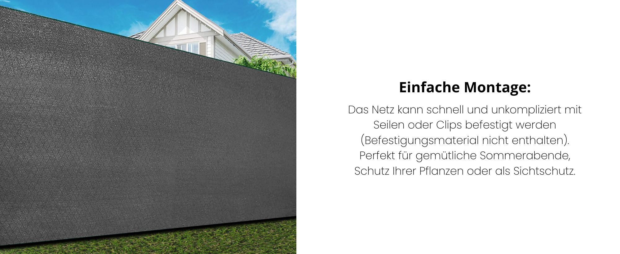 Aga Zaunblende, Sichtschutz 1,5x25 m Grau, 130g/m² HDPE und PP, Schattiernetz, UV Schutz wetterbeständiges