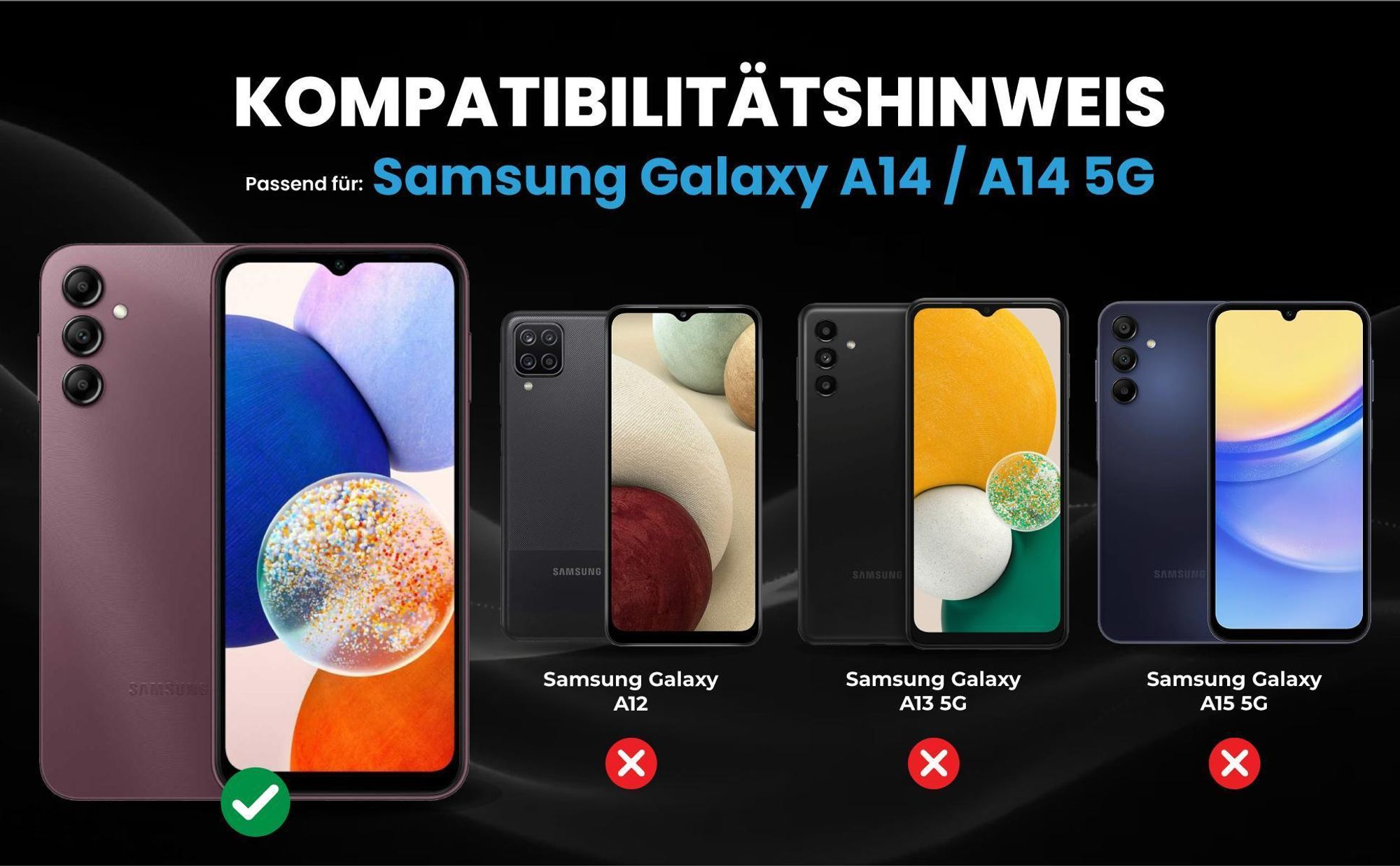 Kompatibilitätshinweise Hülle für Samsung Galaxy A14 / A14 5G