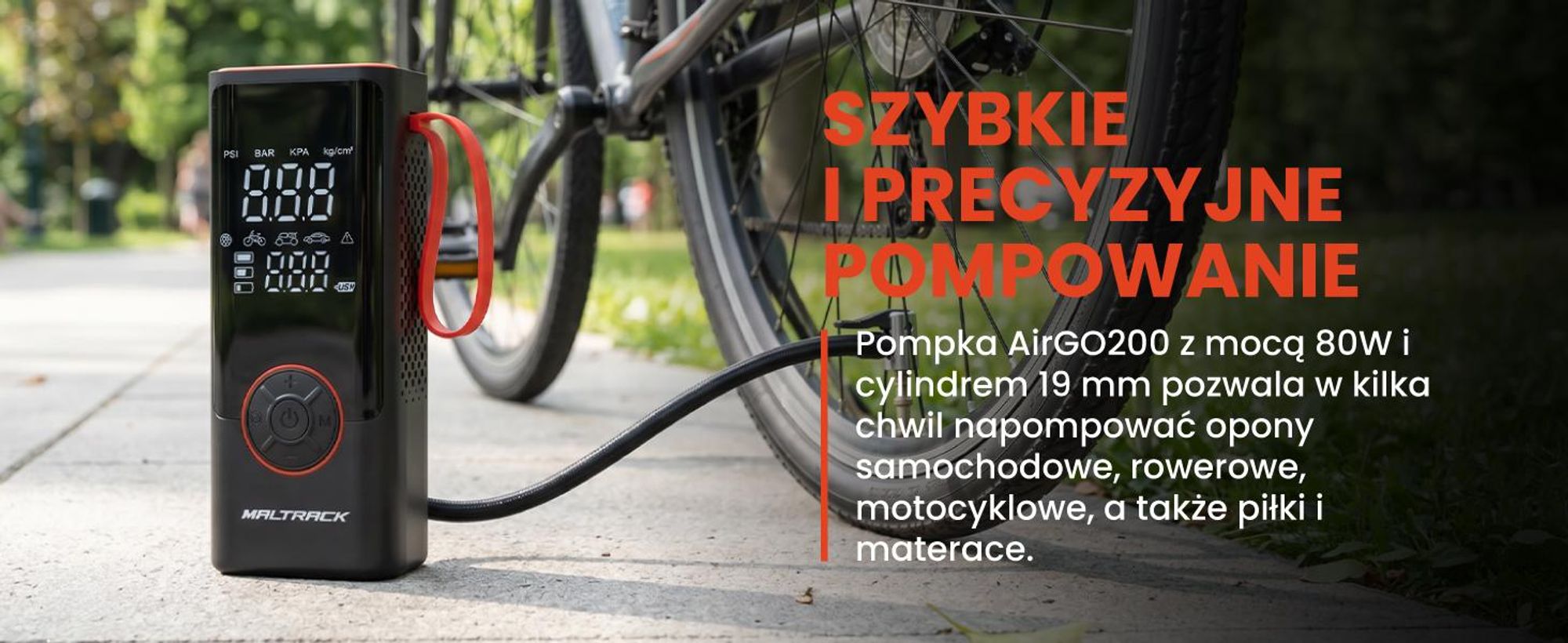 Elektryczna pompka rowerowa z akku 6000mAh z funkcją powerbank do roweru samochodu motocykla