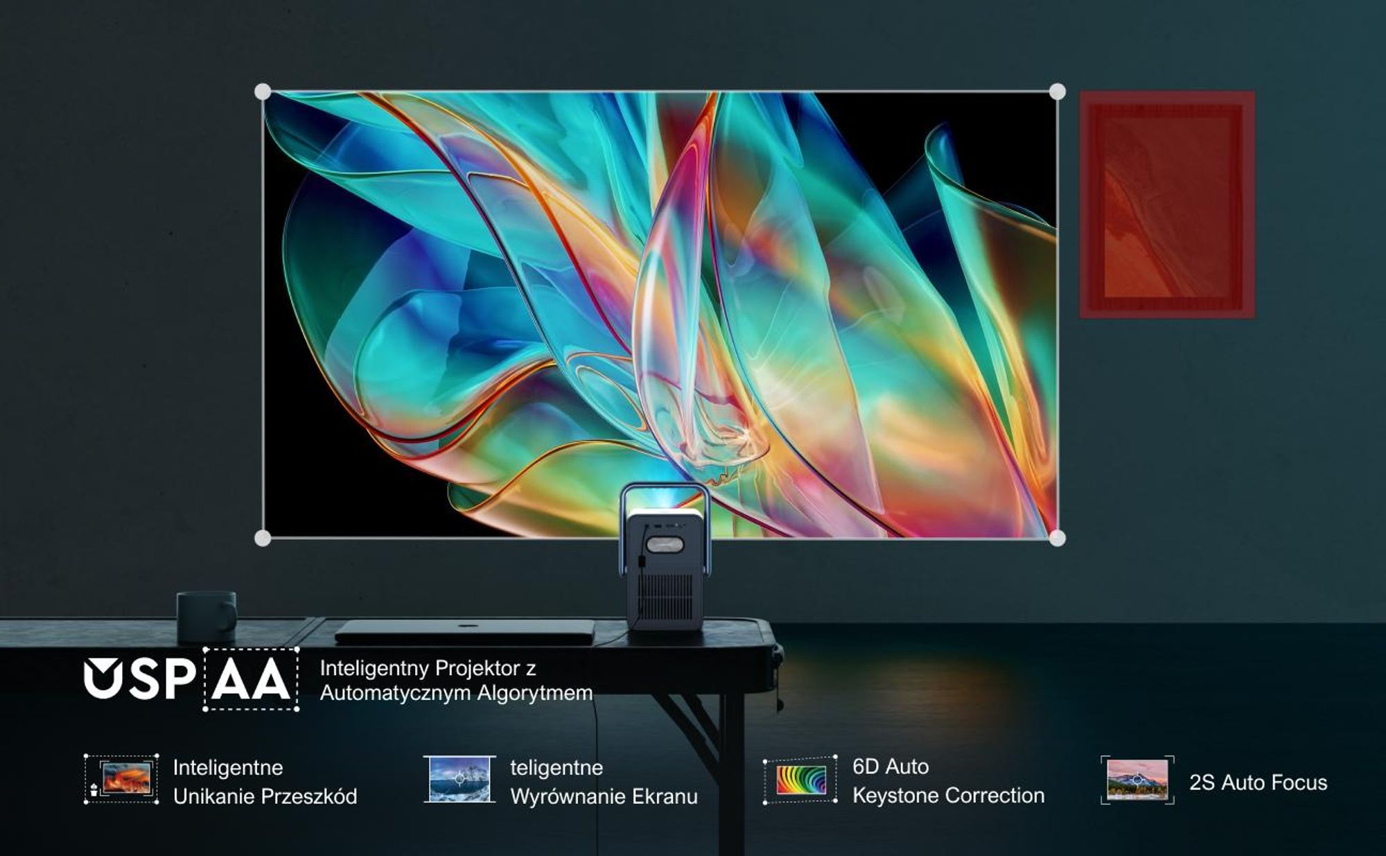 Projektor ULTIMEA Android TV 11.0 z NETFLIX, projektor kina domowego 4K o jasności 1000 ANSI lumenów, Dolby Audio, uchwyt do przenoszenia, Poseidon E40 Smart Series