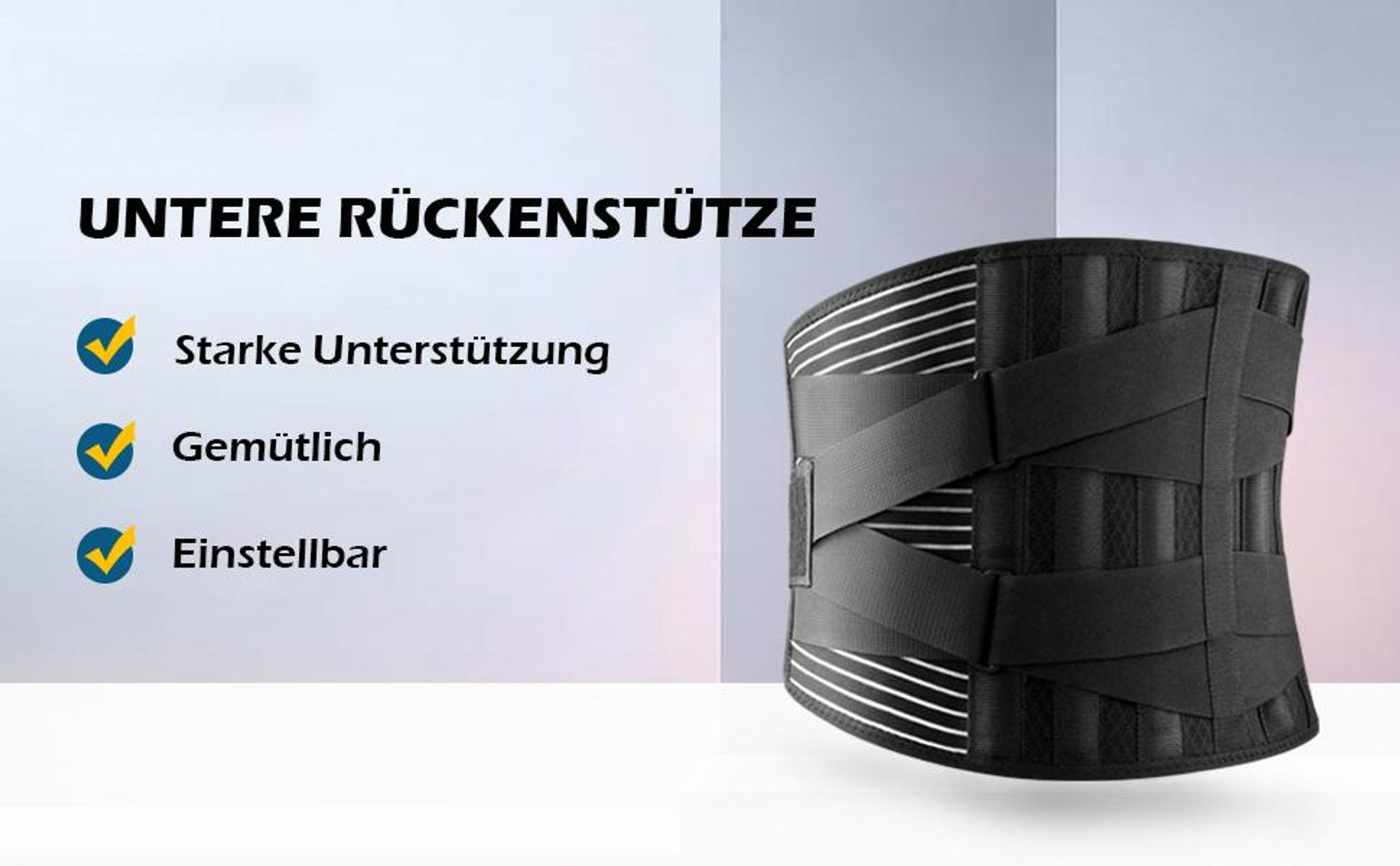 Rückenbandage, Bandscheiben-Gürtel, Lendenwirbelstütze, mit Stützstreben und Verstellbare Zuggurte, Lindert Rückenschmerzen und zur Haltungskorrektur