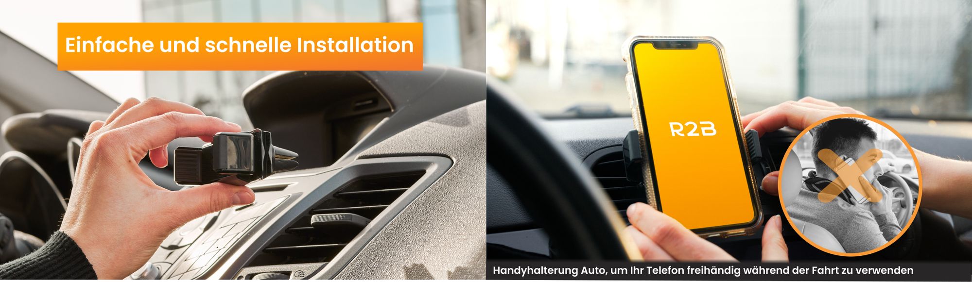 R2B Handy Halterung Auto Für lüftungsgitter - auto Handyhalterung, 360-Grad-Drehfunktion, KFZ-Halterung lüftung, Halterung iPhone