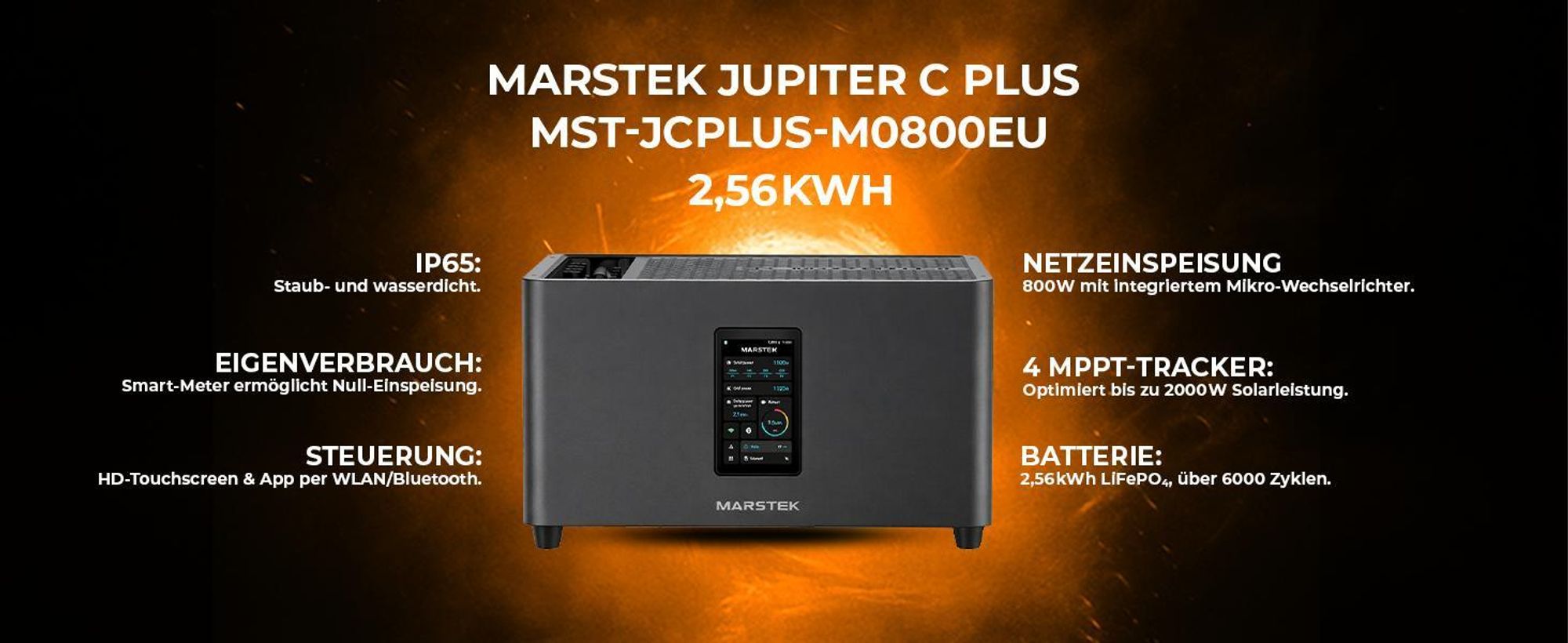 SUNNIVA® 2000W Balkonkraftwerk mit 2,24 kWh Speicher MARSTEK Jupiter C + Plus, 4x500W BIFAZIAL FULLBLACK komplett Steckdose, Solaranlage Solarspeicher