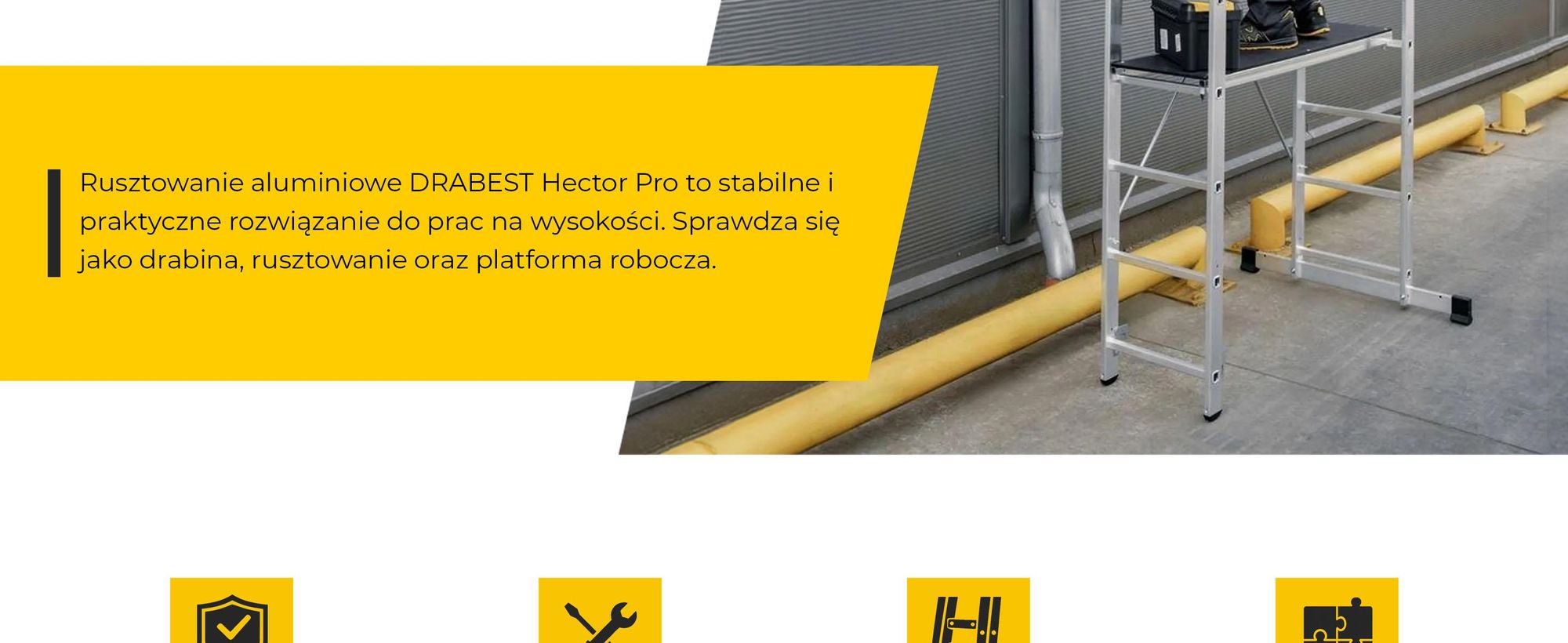 Drabest | Rusztowanie aluminiowe - drabina wielofunkcyjna - rusztowanie drabinowe - 2x6 - rusztowanie drabinowe - 150 kg - platforma 33x114 cm