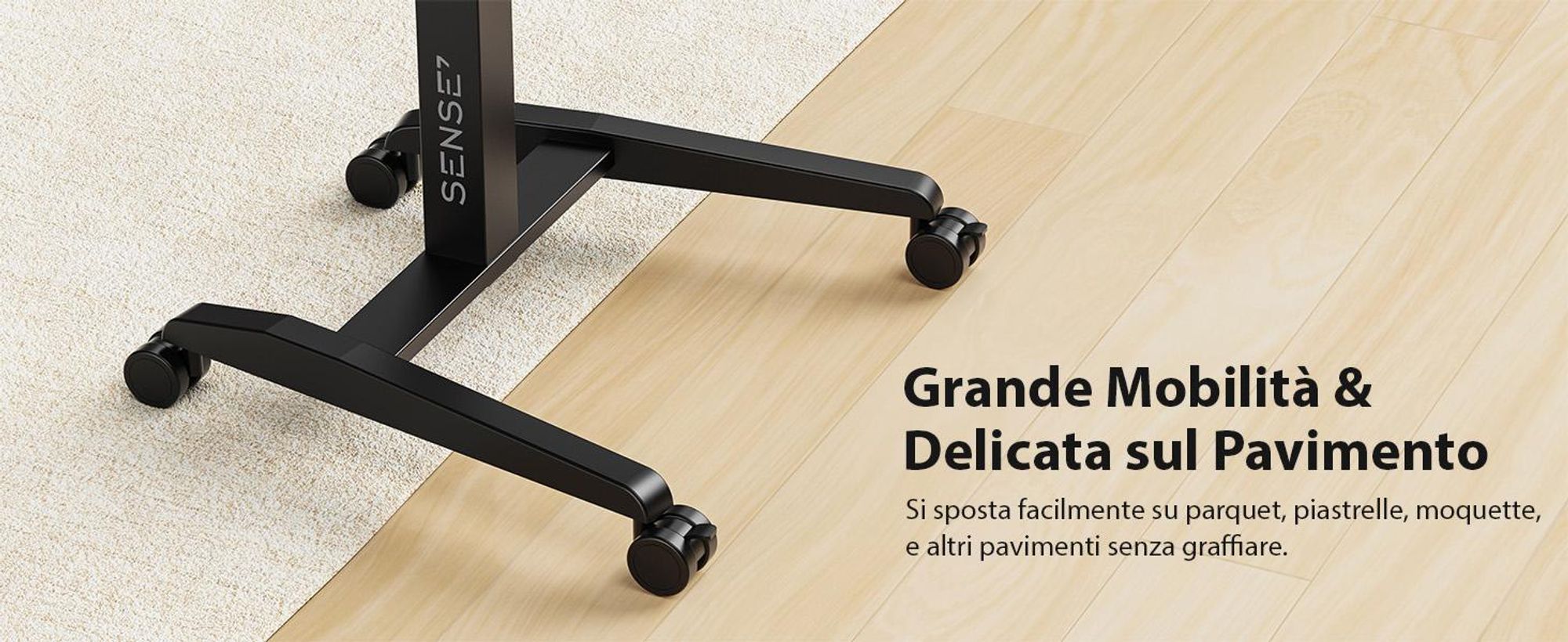 SENSE7 Scrivania su rotelle Scrivania mobile Piano inclinabile Altezza regolabile Ampio piano di lavoro Moderno e minimalista 70 x 52 cm bianco
