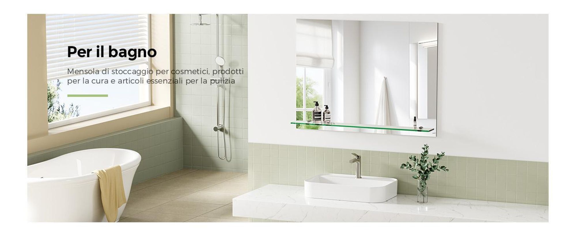 S'AFIELINA Specchio da bagno con mensola 60 × 80 × 1,0 cm (A × L × P) Specchio con mensola Specchio da parete per bagno con scaffale